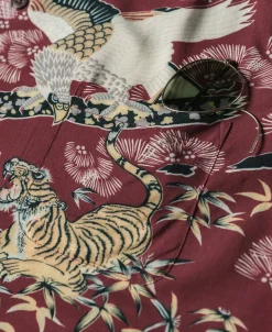 Bronson Mfg Ukiyo-e Tiger & Crane Pattern Aloha Shirt -><noscript><img width=