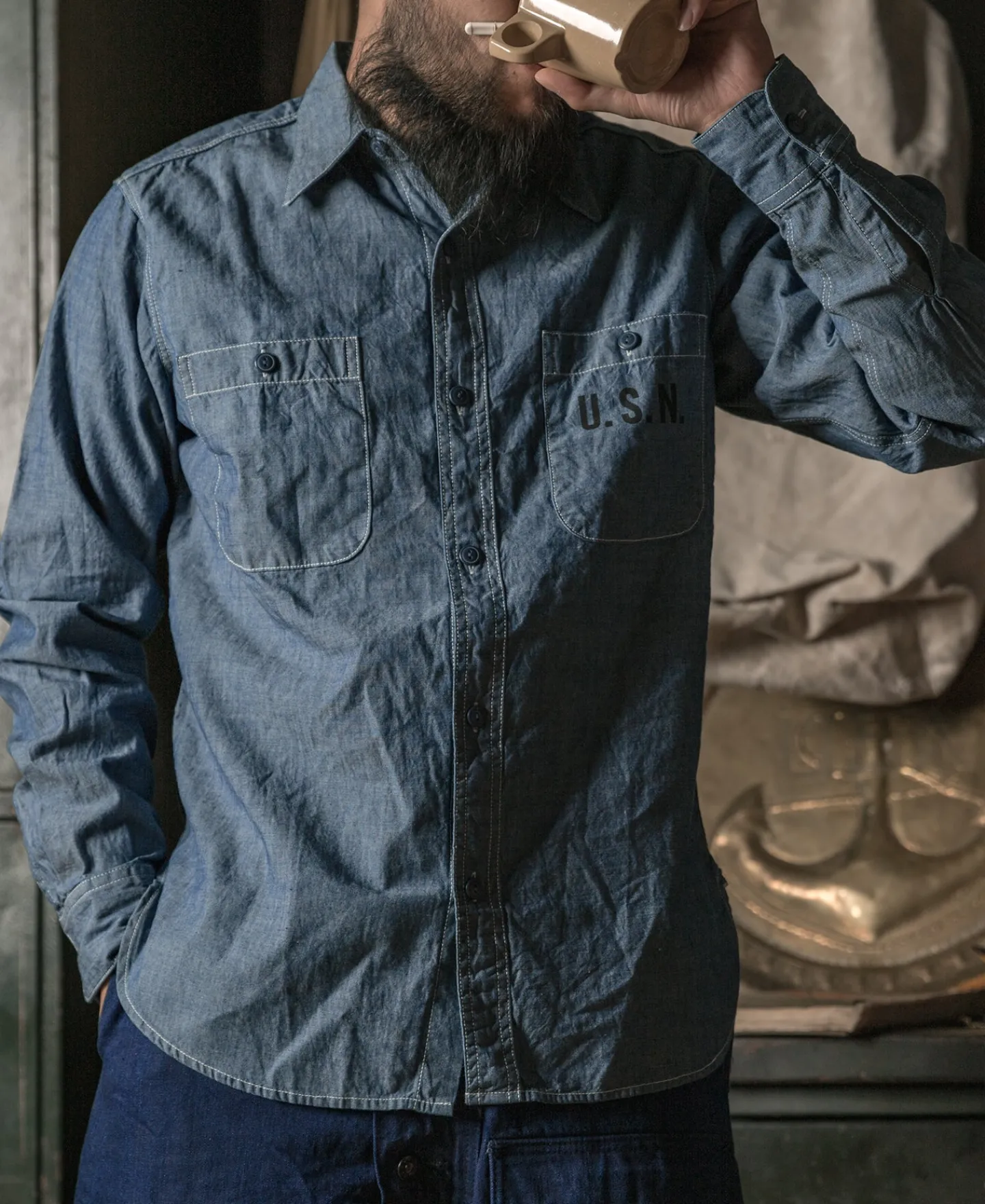 Bronson Mfg U.S.N. Chambray Shirt> Long Sleeve Shirts