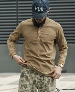 Bronson Mfg Vintage Long Sleeve Henley Shirt -><noscript><img width=
