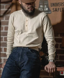 Bronson Mfg Vintage Long Sleeve Henley Shirt -><noscript><img width=