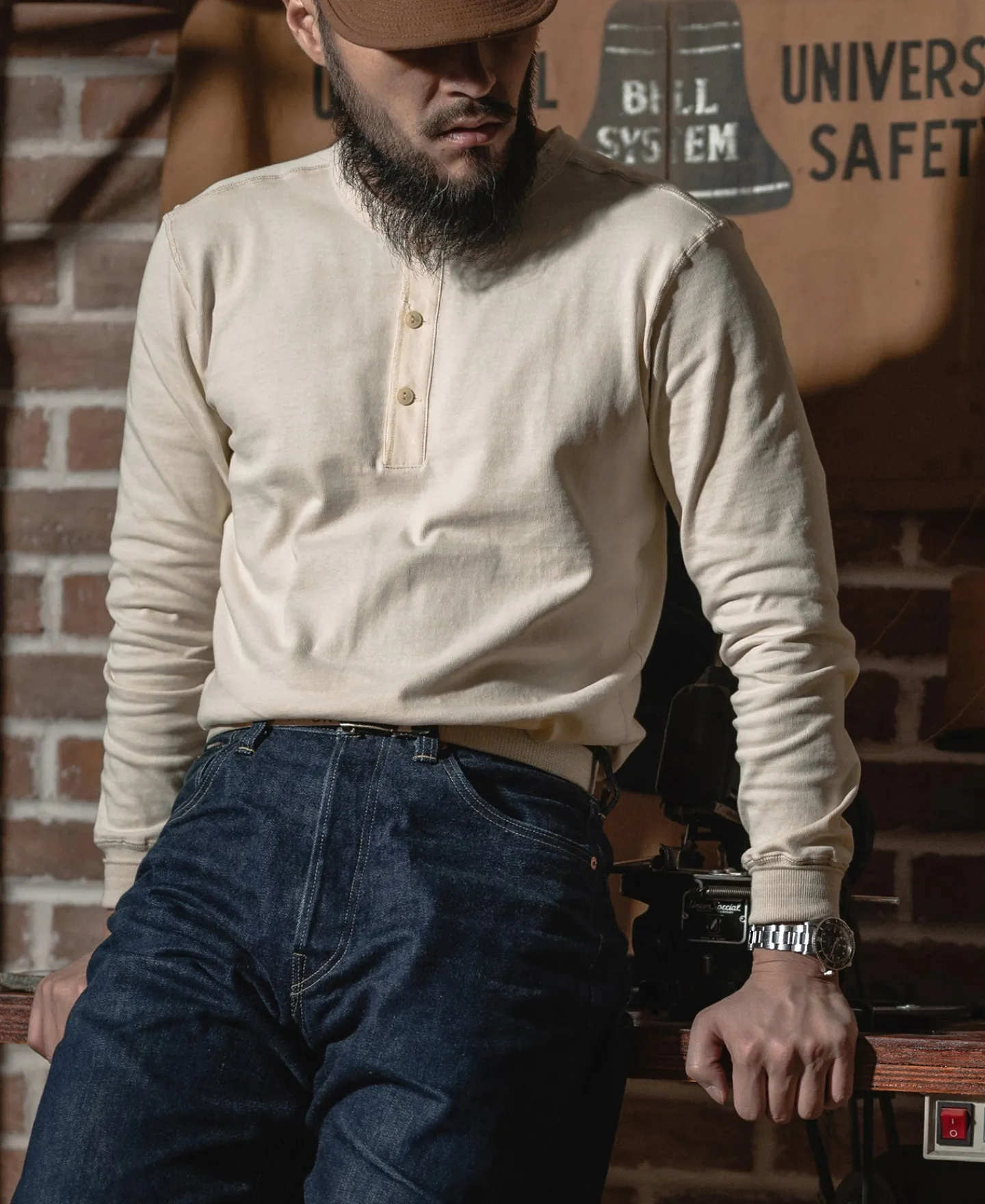 Bronson Mfg Vintage Long Sleeve Henley Shirt -> Long Sleeve T-Shirts|Henleys