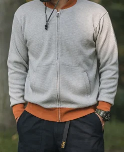 Bronson Mfg Waffle Cotton Full-Zip Track Jacket -><noscript><img width=