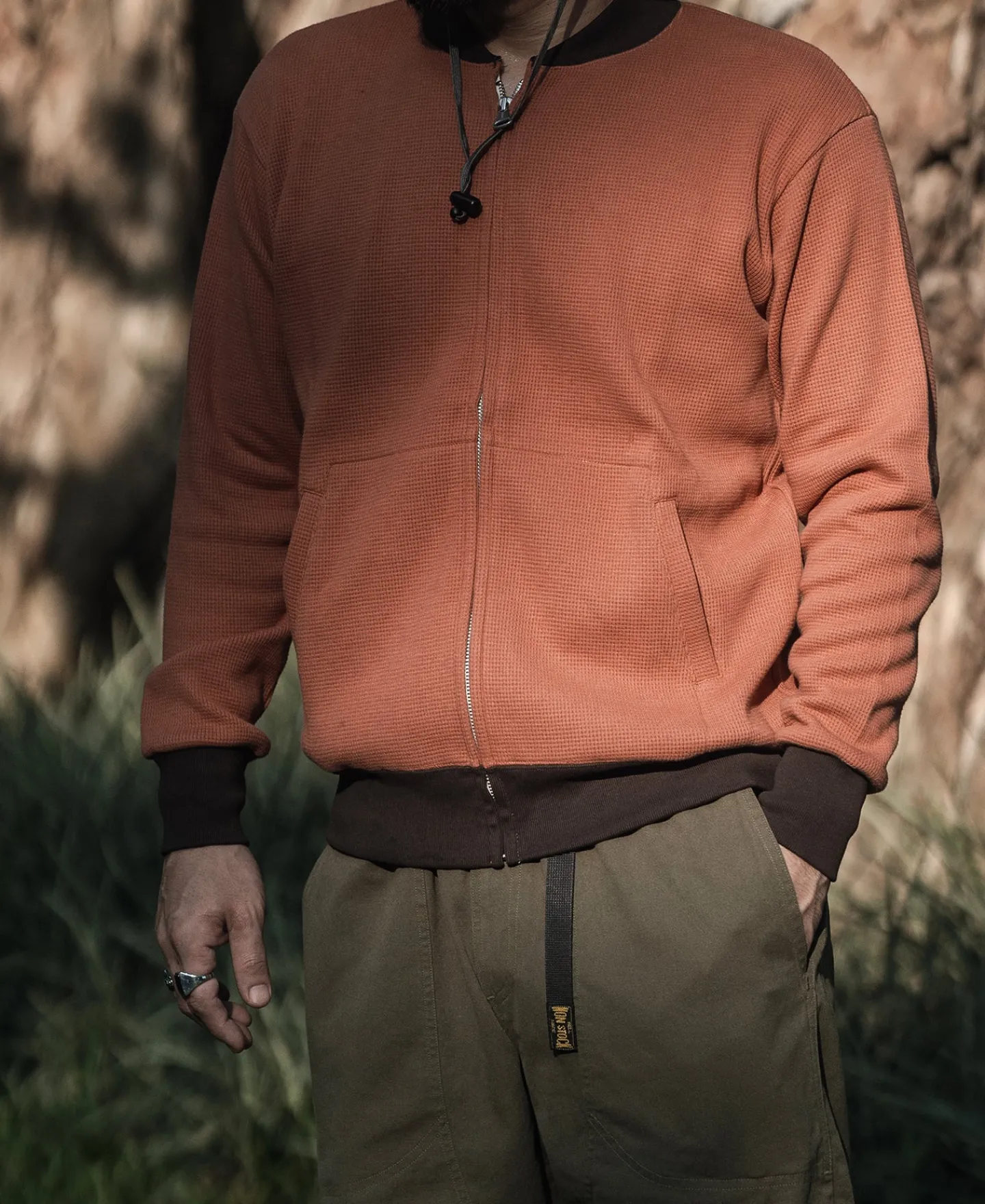 Bronson Mfg Waffle Cotton Full-Zip Track Jacket -> Jackets & Coats