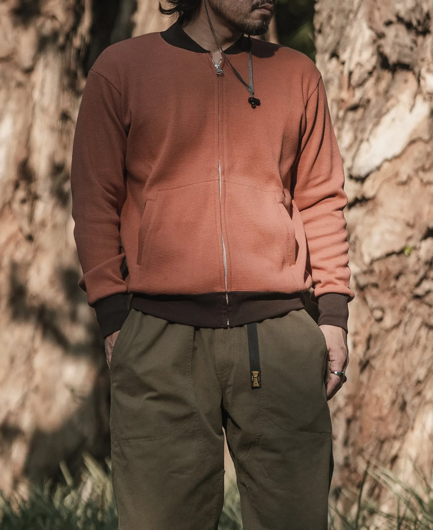 Bronson Mfg Waffle Cotton Full-Zip Track Jacket -> Jackets & Coats